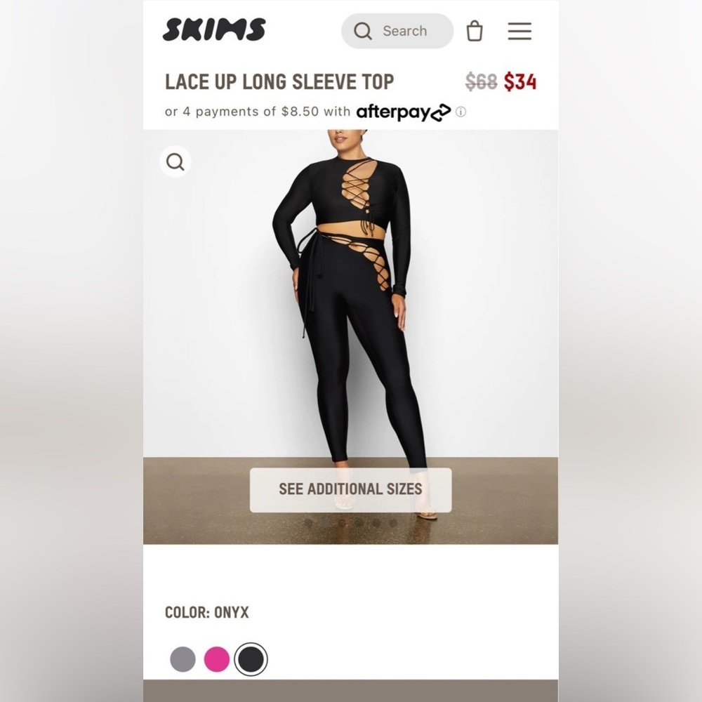 Skims XXS long sleeve and leggings black